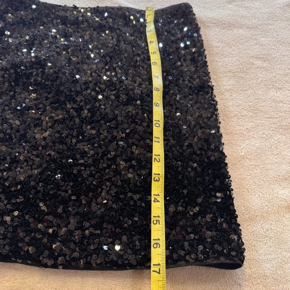 Glam Sequin Party Mini Skirt‎ Sparkly Black Night Out Cocktail Holiday Sz 6